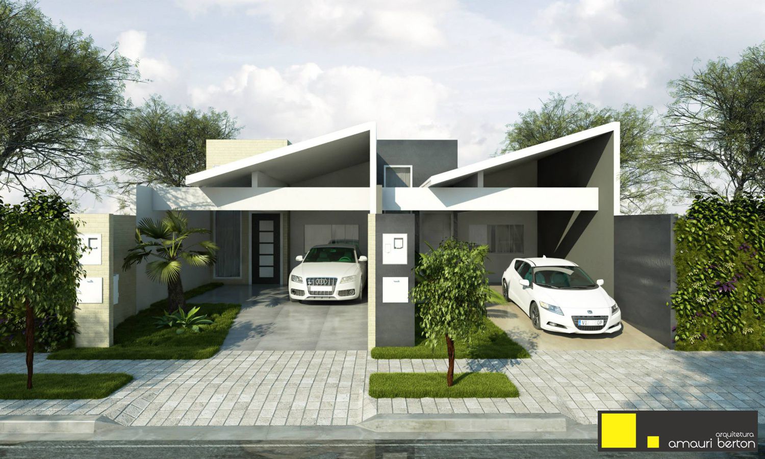 ideias de casas geminadas modernas com quintal