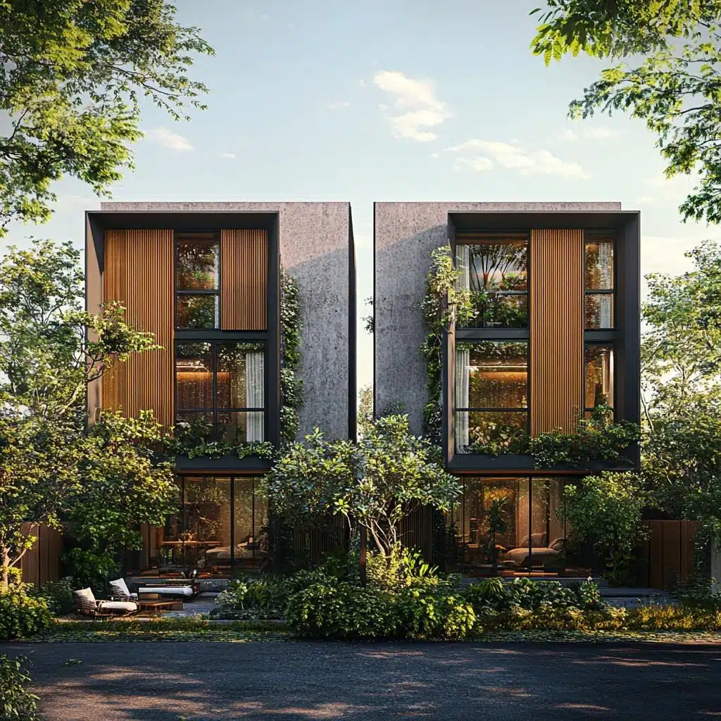 ideias de casas geminadas modernas com quintal