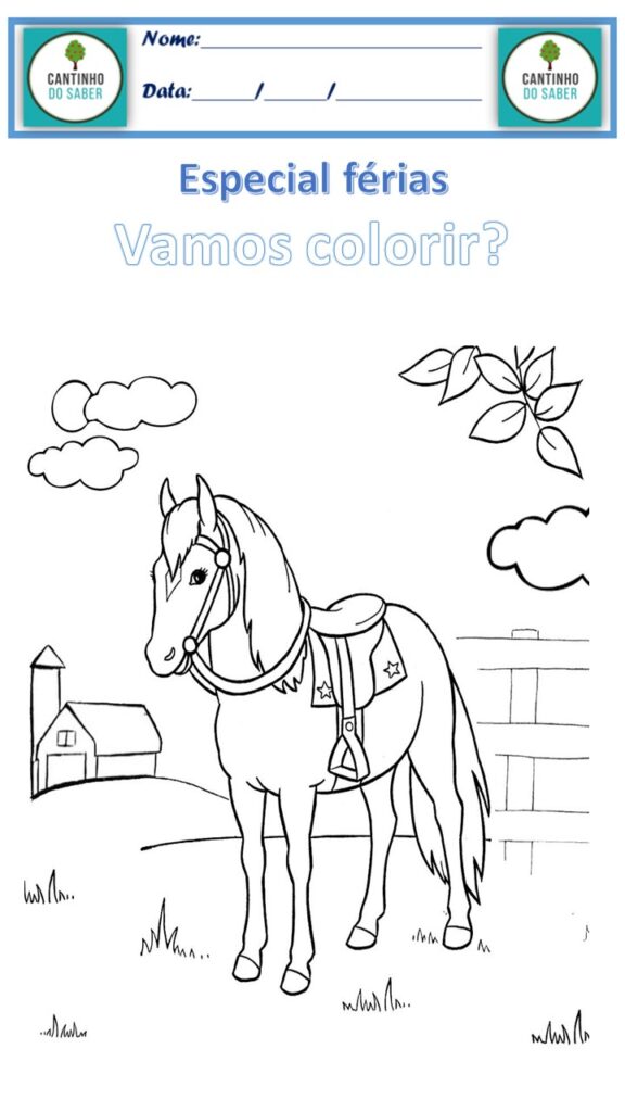 desenhos de cavalos para colorir com flores