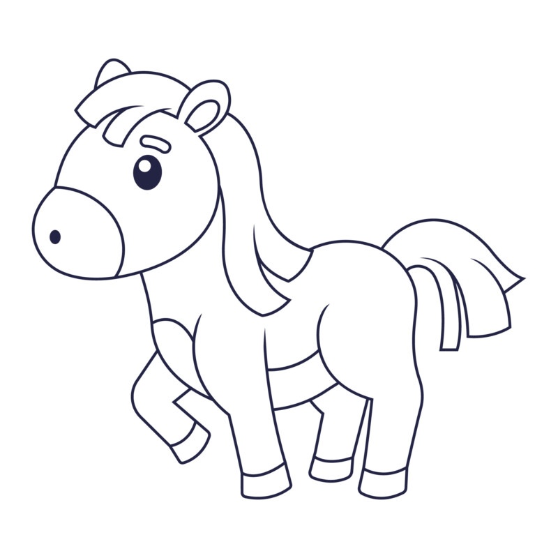 desenho de cavalo para colorir vs. ilustração vetorial