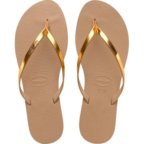 chinelo dourado feminino