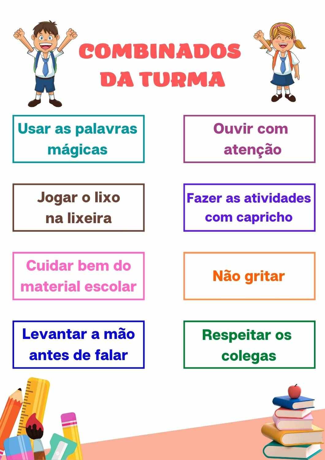 combinados da turma para imprimir pdf