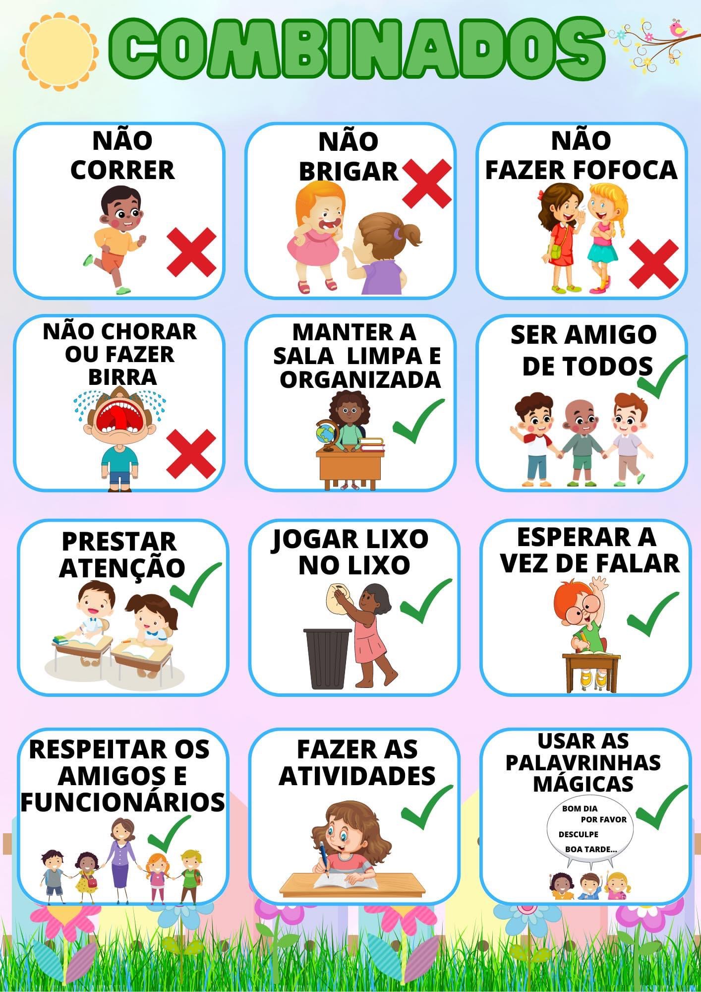 combinados de sala de aula para imprimir