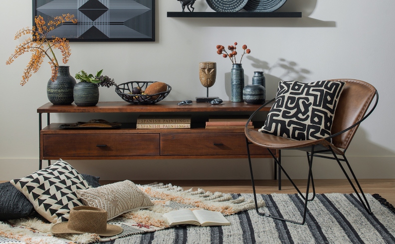 Decoração de aparador minimalista