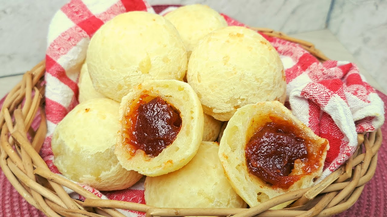 como fazer pão de queijo recheado com goiabada