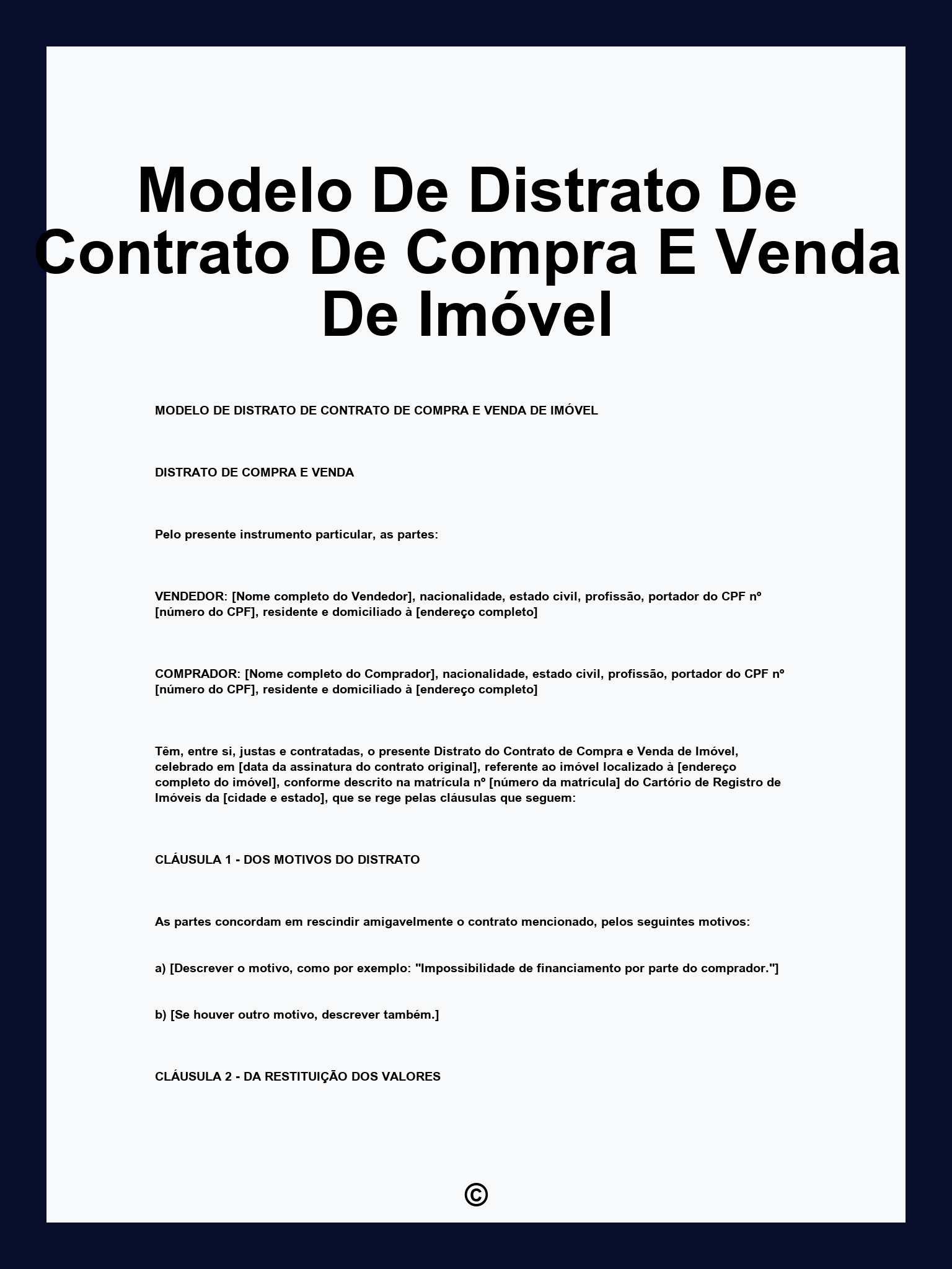 Como funciona o distrato de contrato de compra e venda