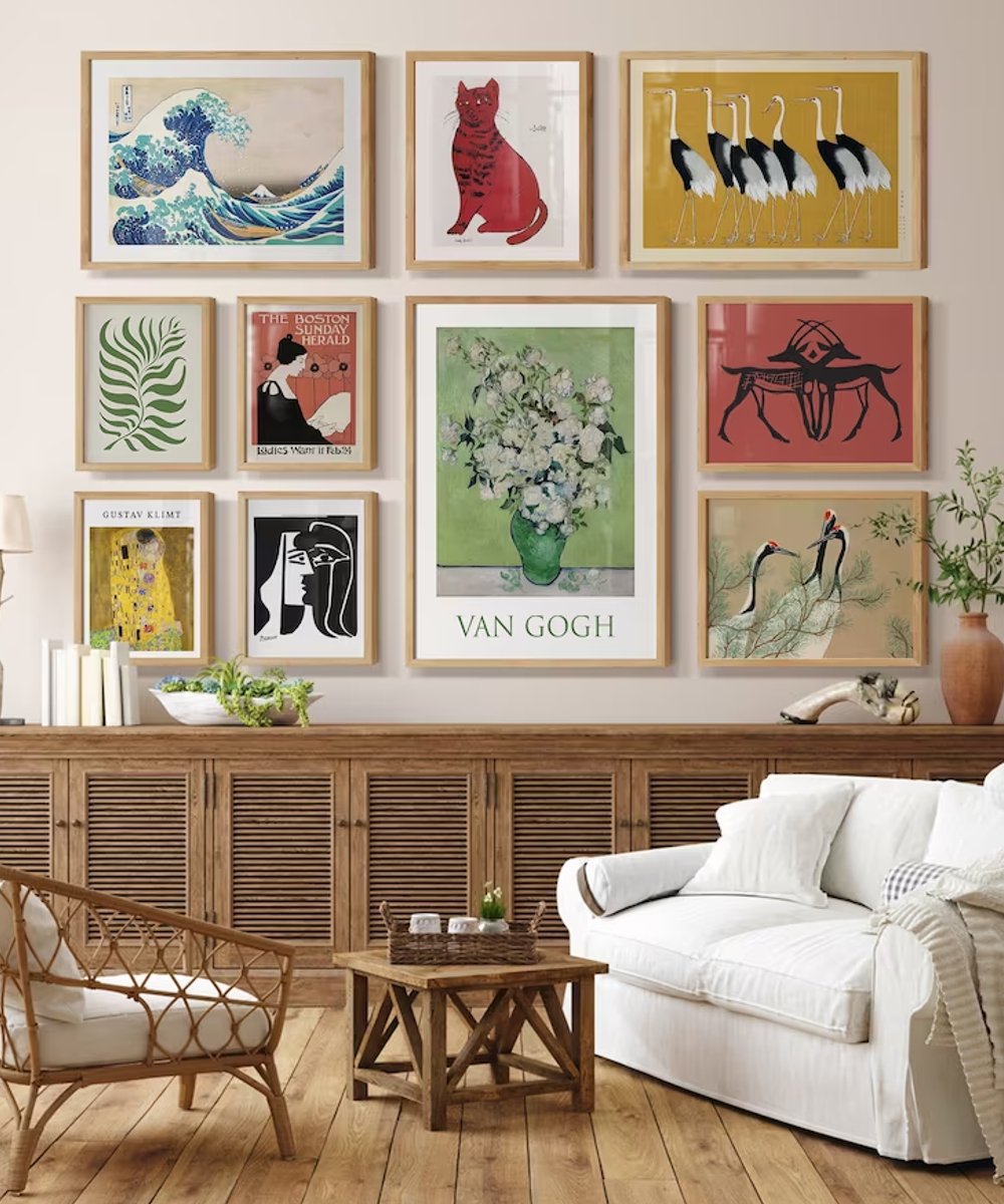 como organizar quadros na parede