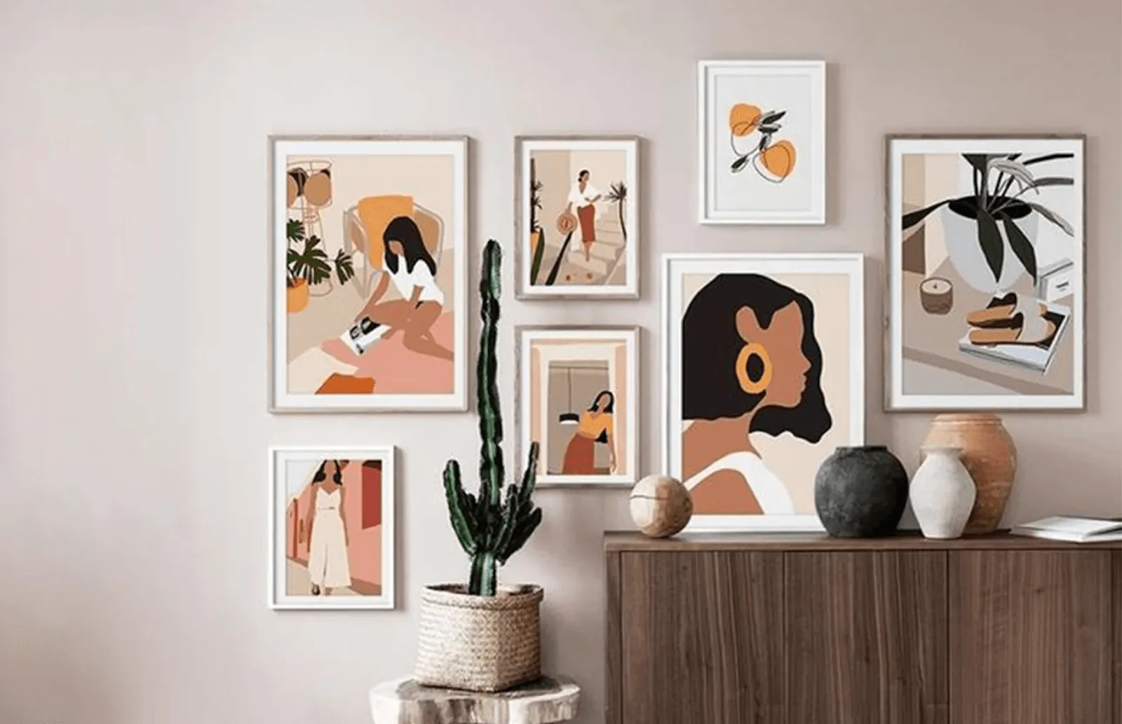 como organizar quadros na parede