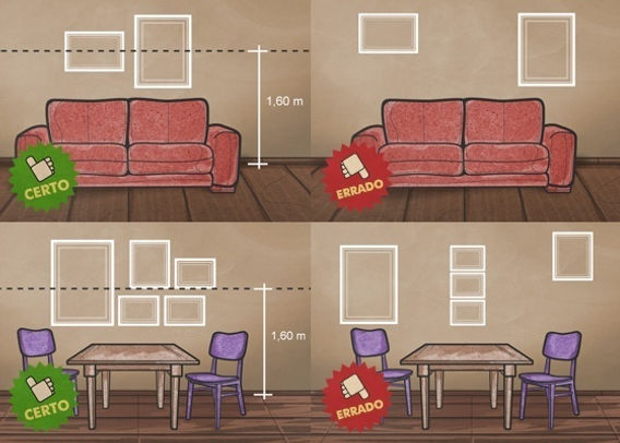 como organizar quadros na parede