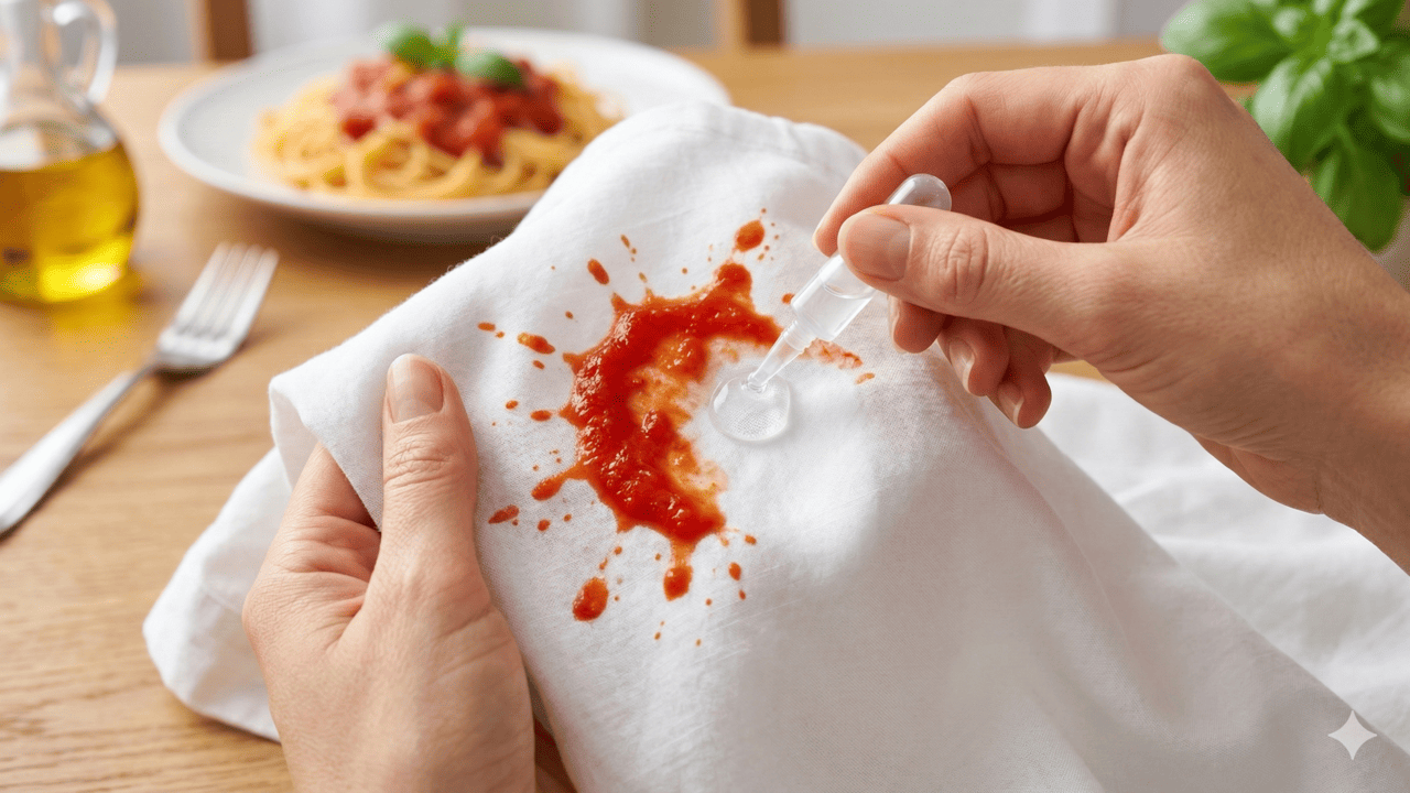 O que fazer quando a mancha de molho de tomate seca na roupa?