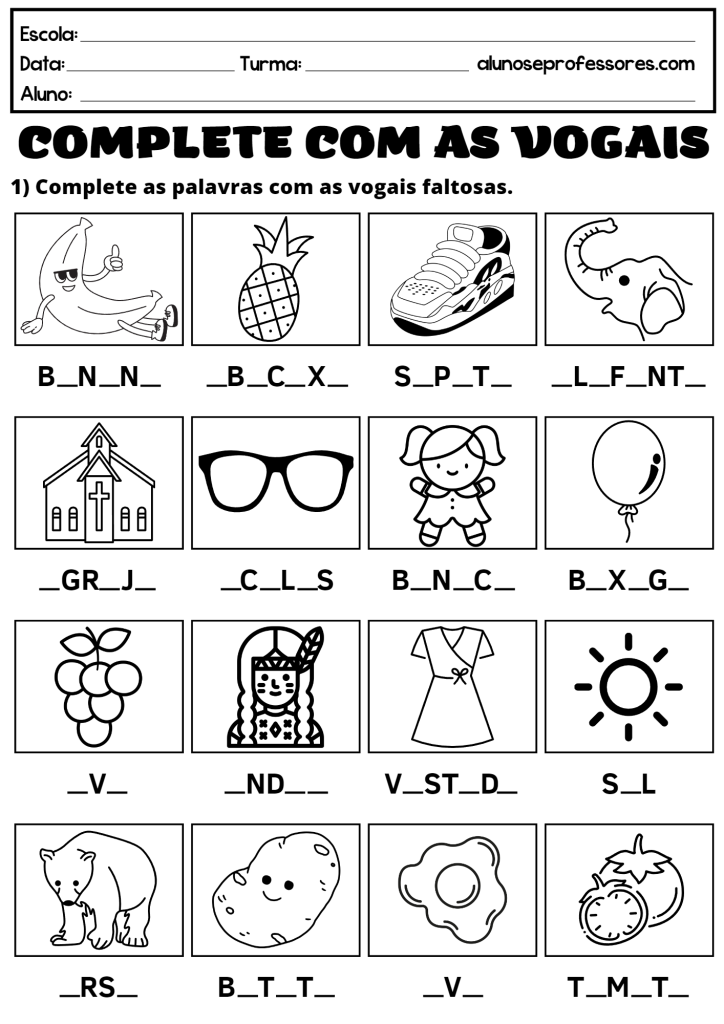 atividades de alfabetização vogais