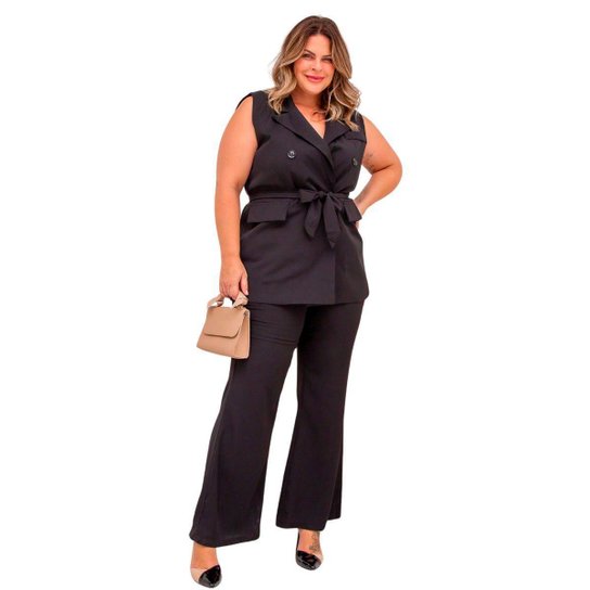Conjunto alfaiataria feminino plus size com shorts