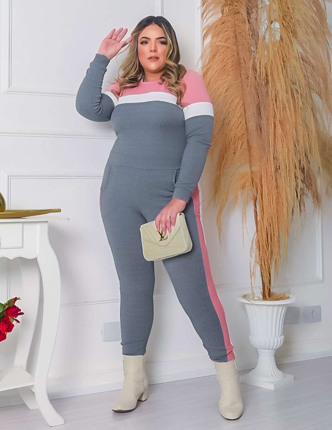 Conjunto alfaiataria feminino plus size slim