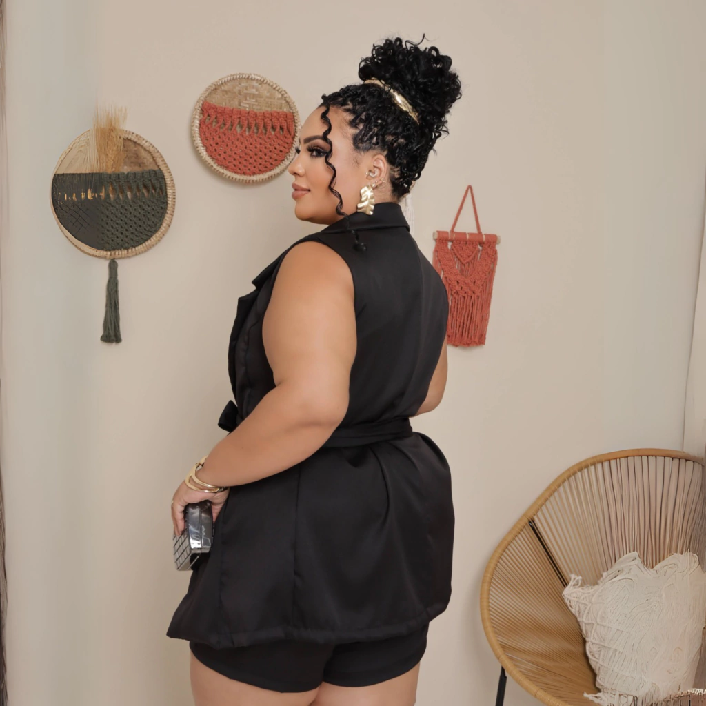 Conjunto alfaiataria feminino plus size linho