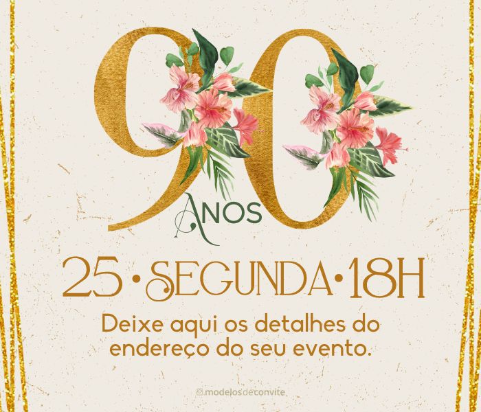 convite 90 anos editável grátis
