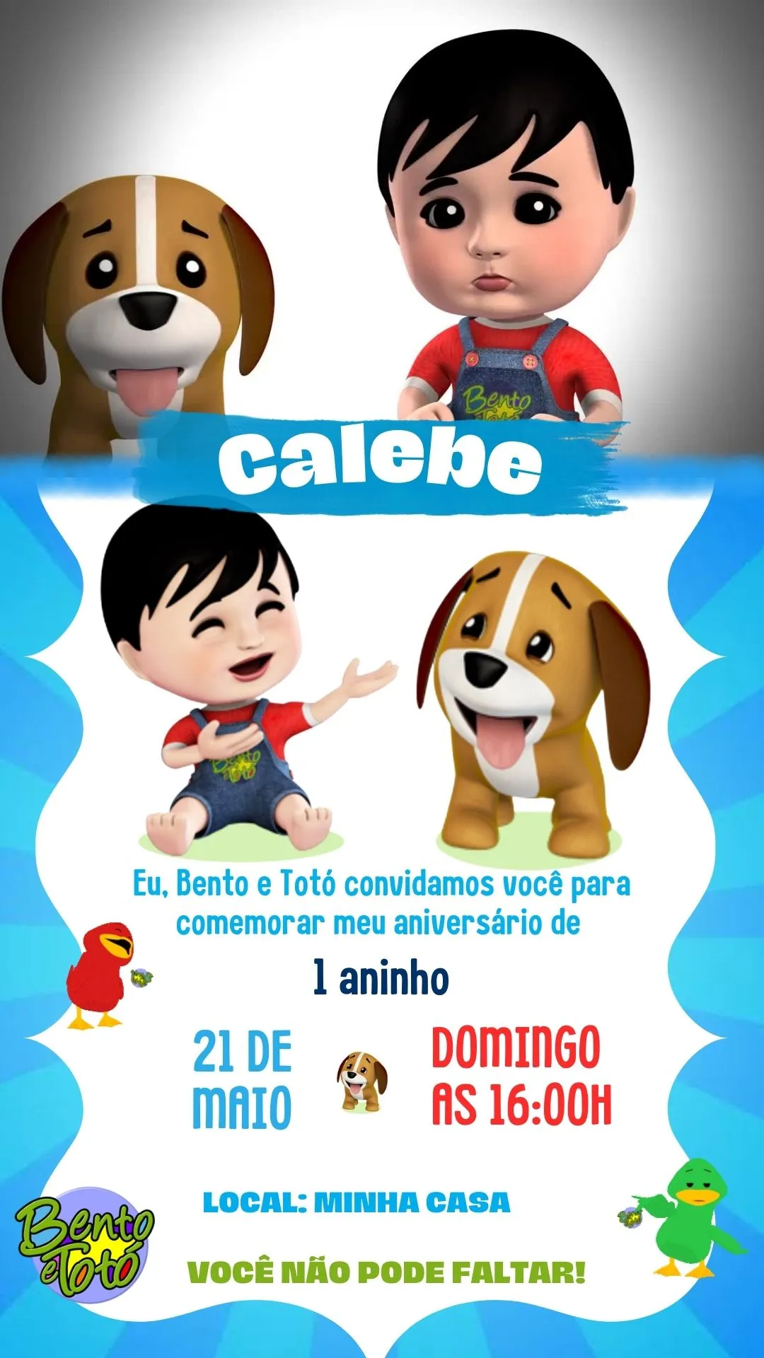 ideias criativas para convite Bento e Totó