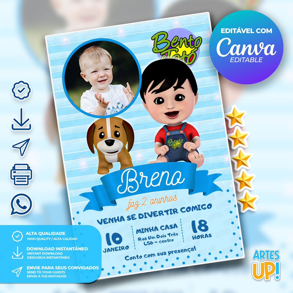 erros comuns ao criar convite Bento e Totó