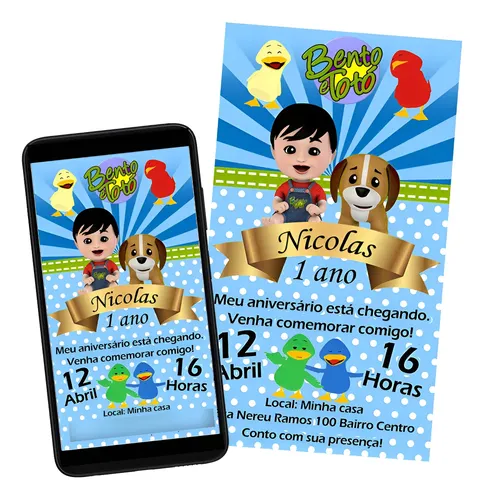 custo de convite digital Bento e Totó