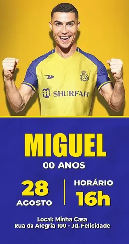 convite cr7 para editar grátis