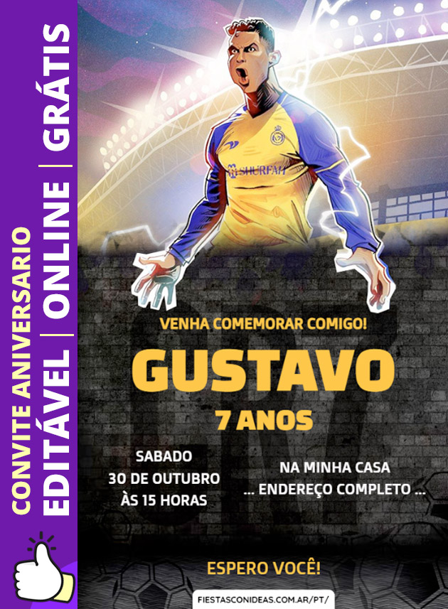 convite festa futebol cr7