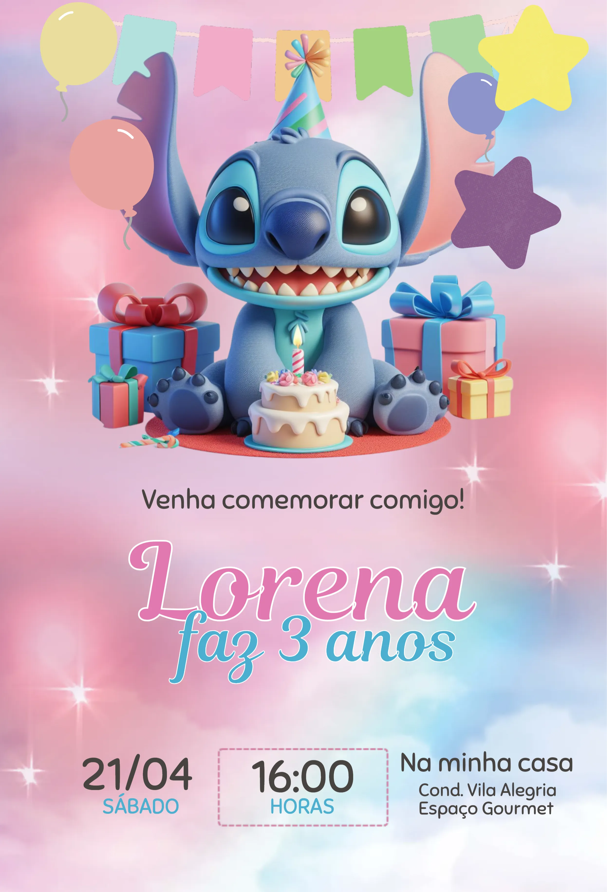 convite de aniversário infantil digital grátis