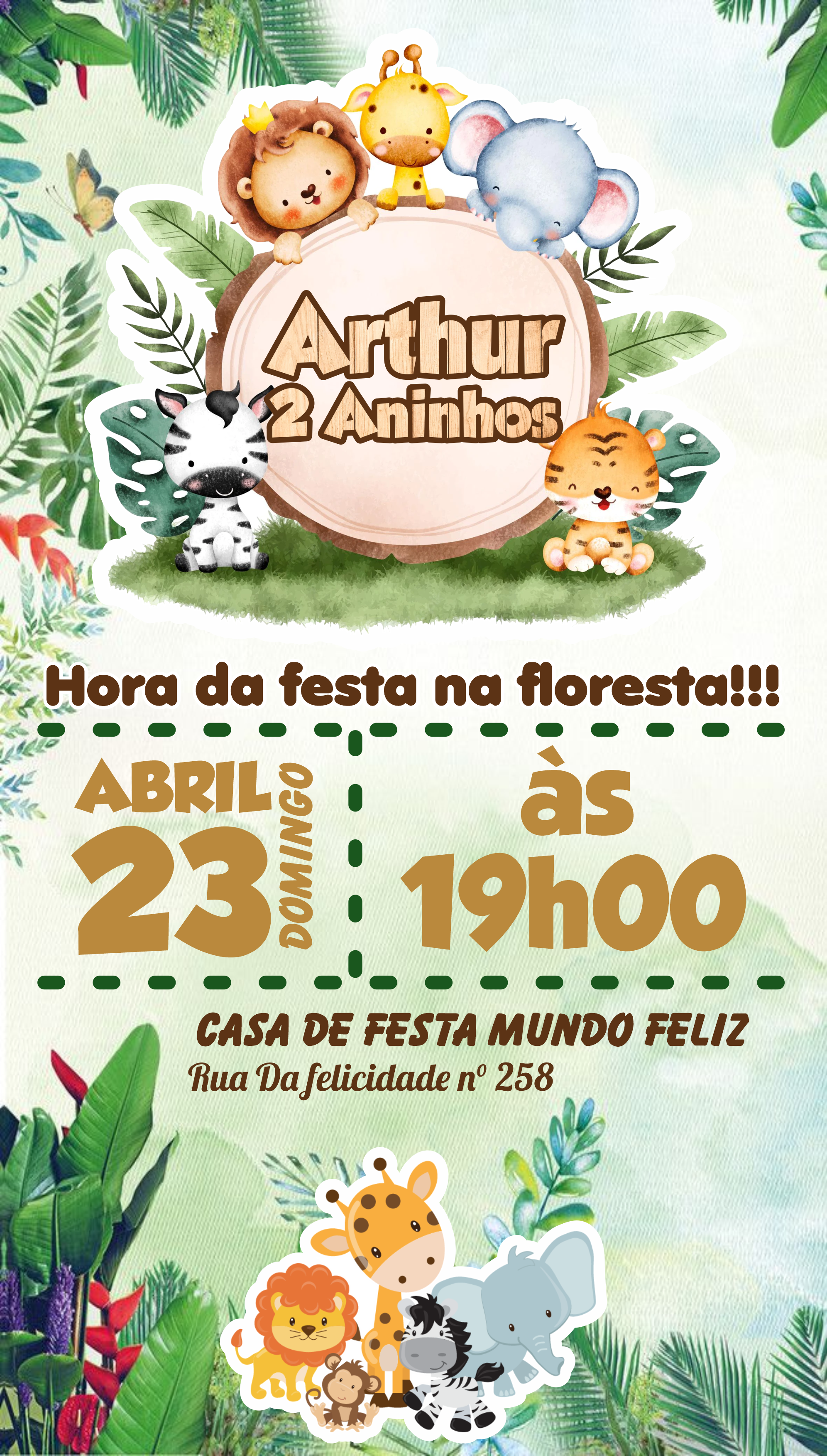 convite virtual infantil para WhatsApp grátis