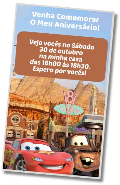 convite aniversário mcqueen digital