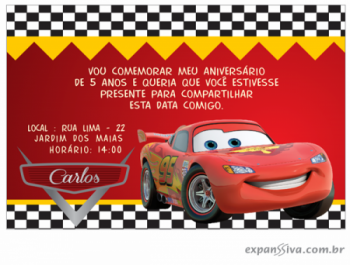 convite aniversário mcqueen digital