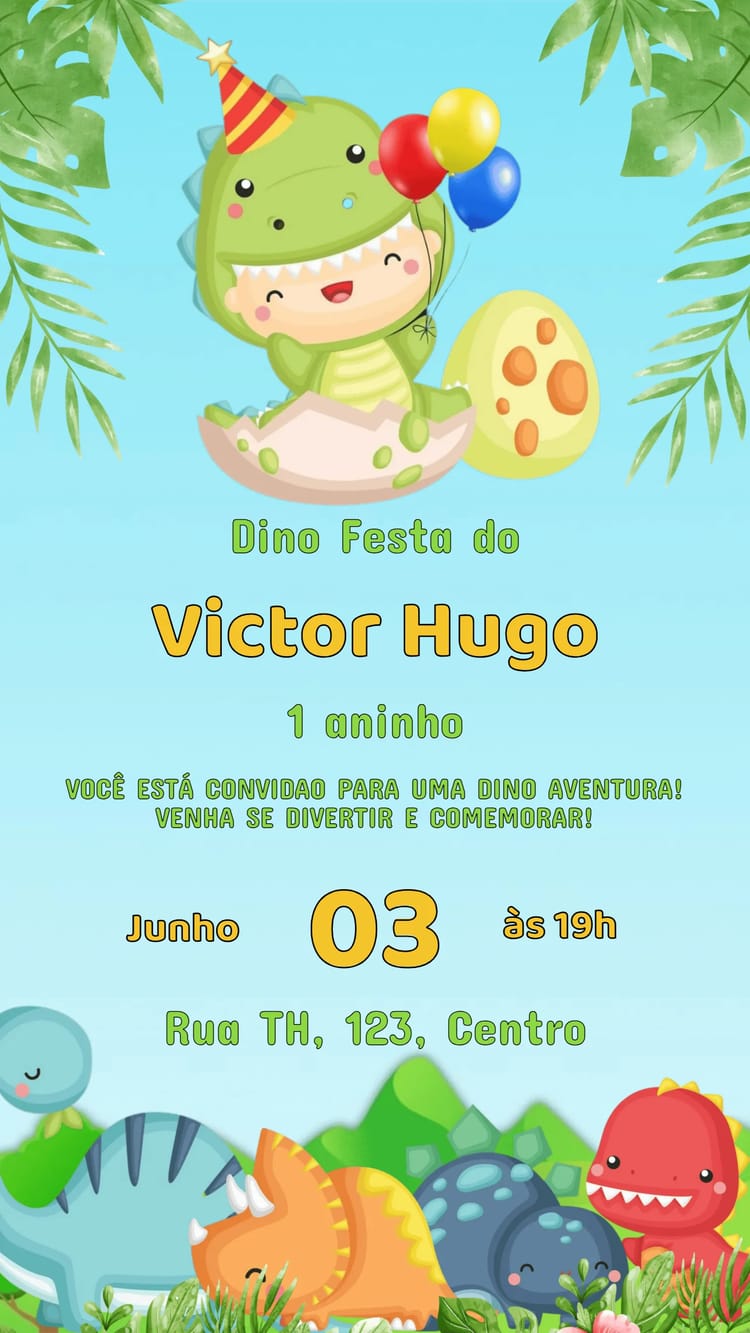 convite dinossauro baby
