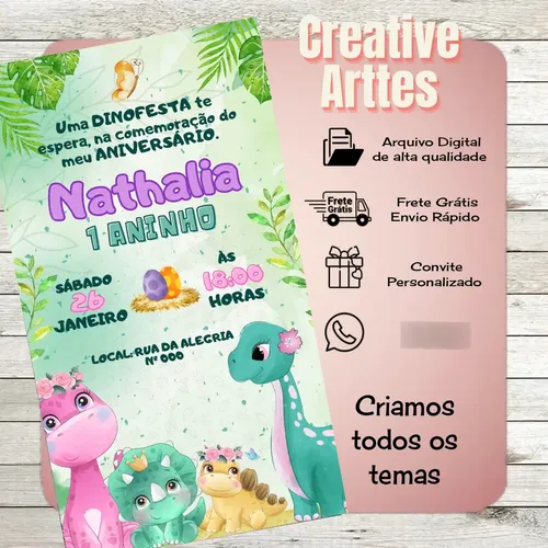convite dinossauro baby