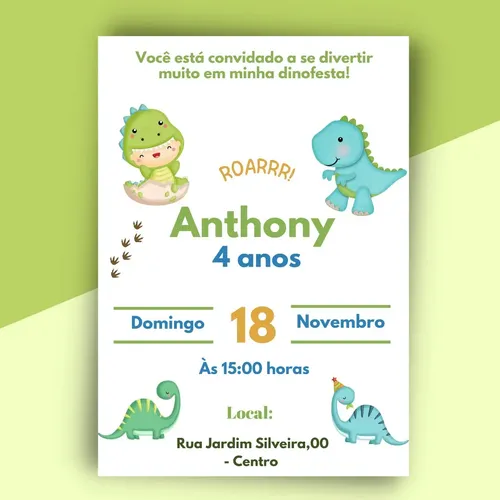 convite dinossauro baby
