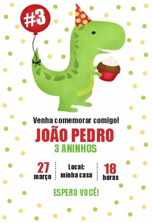 convite dinossauro baby