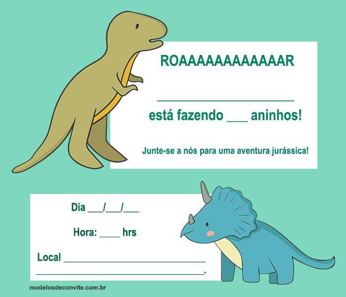 convite dinossauro baby