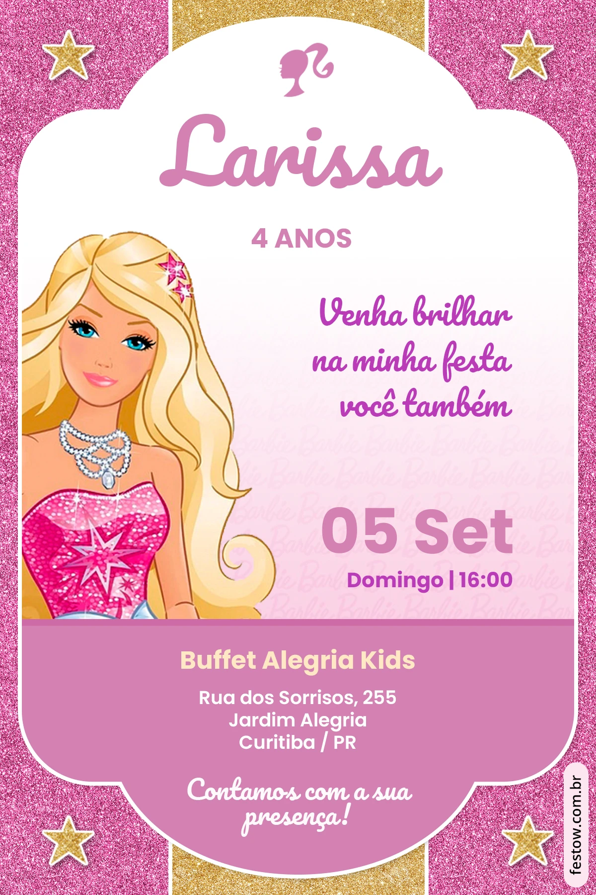 convite digital festa barbie