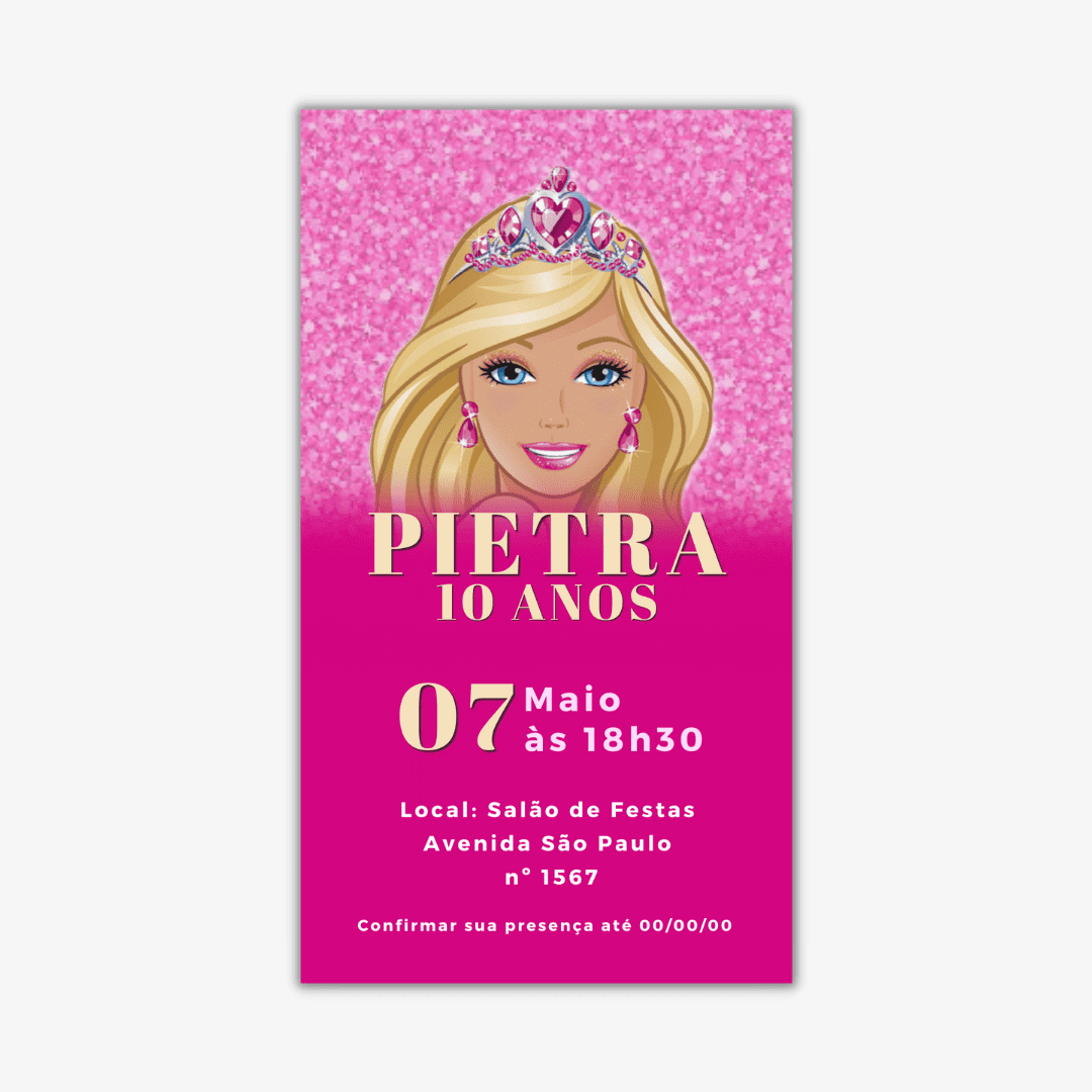 convite festa barbie adulto
