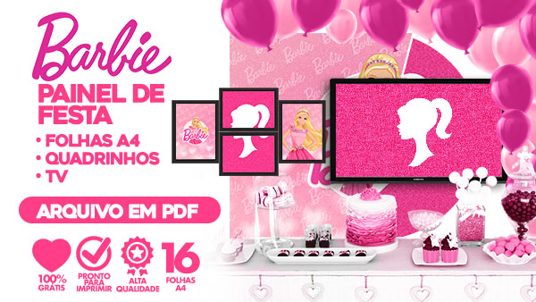 convite festa barbie editável