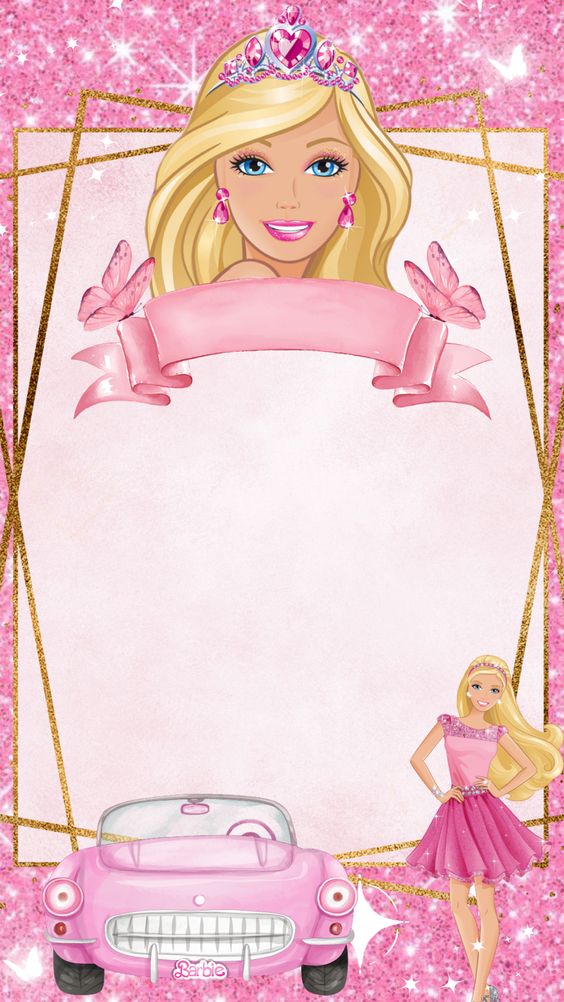 convite festa barbie editável