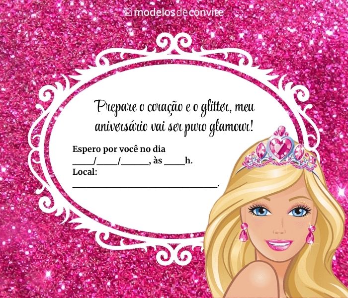 convite festa barbie animado