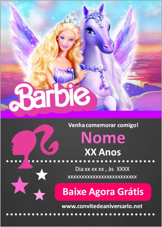 convite festa barbie luxo