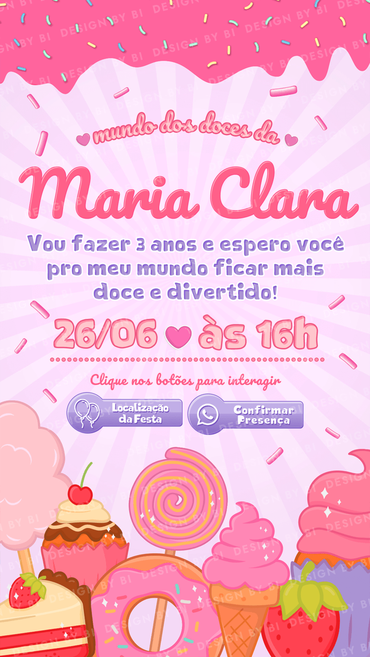convite mundo doce editável grátis