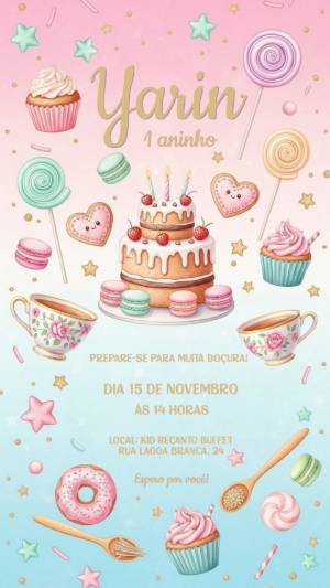 convite digital mundo doce personalizado