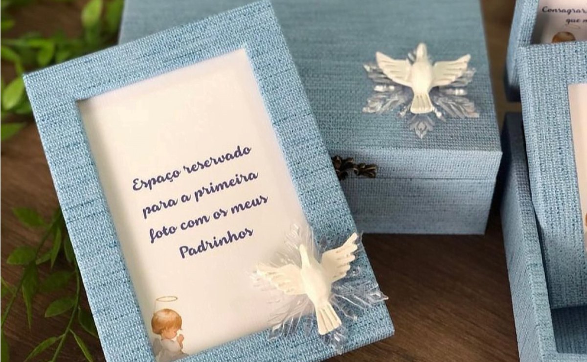 convite padrinhos batismo caixa MDF