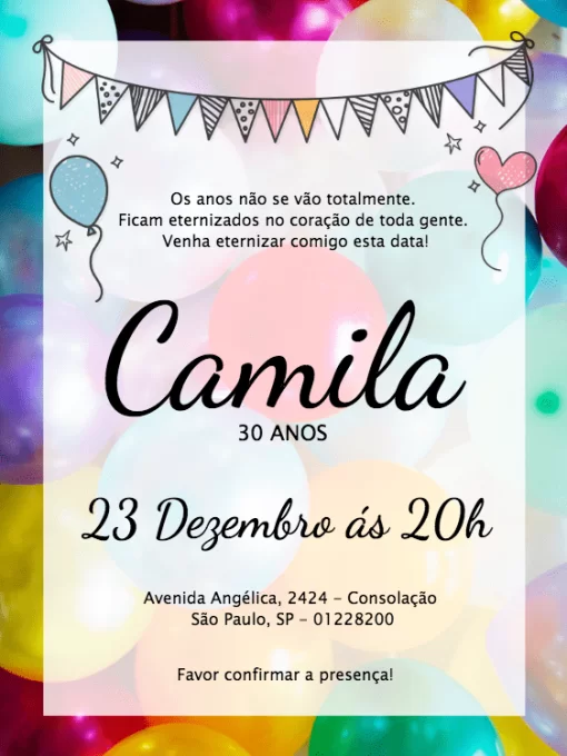 convite de aniversário editável