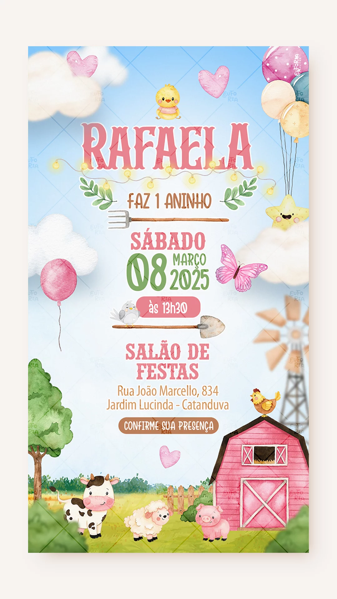 convite de aniversário moderno