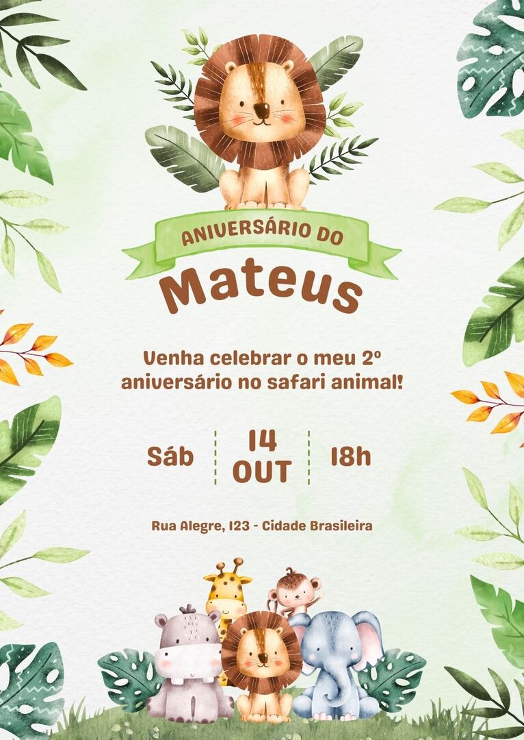 convite de aniversário personalizado