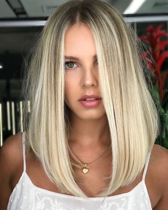 long bob médio para rosto quadrado