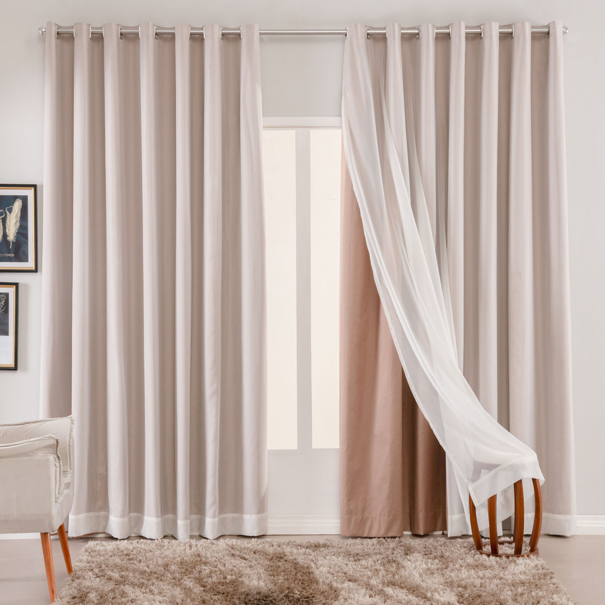 Cortina blackout PVC com voil