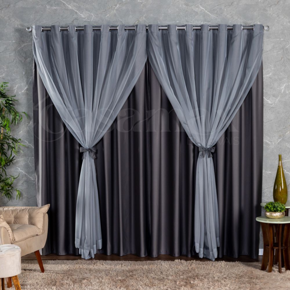 Cortina blackout com voil 280x230