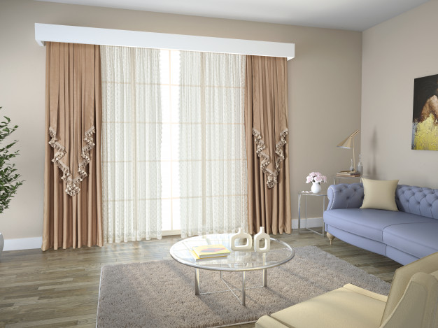 Cortinas voil com forro de microfibra