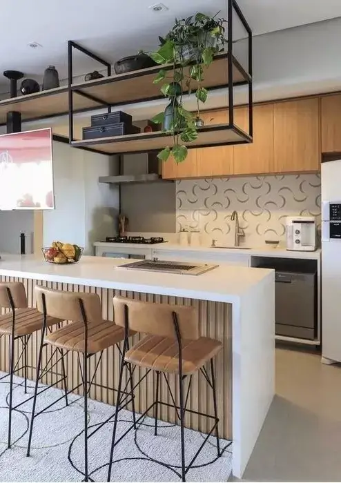 ideias de cozinha americana pequena decorada